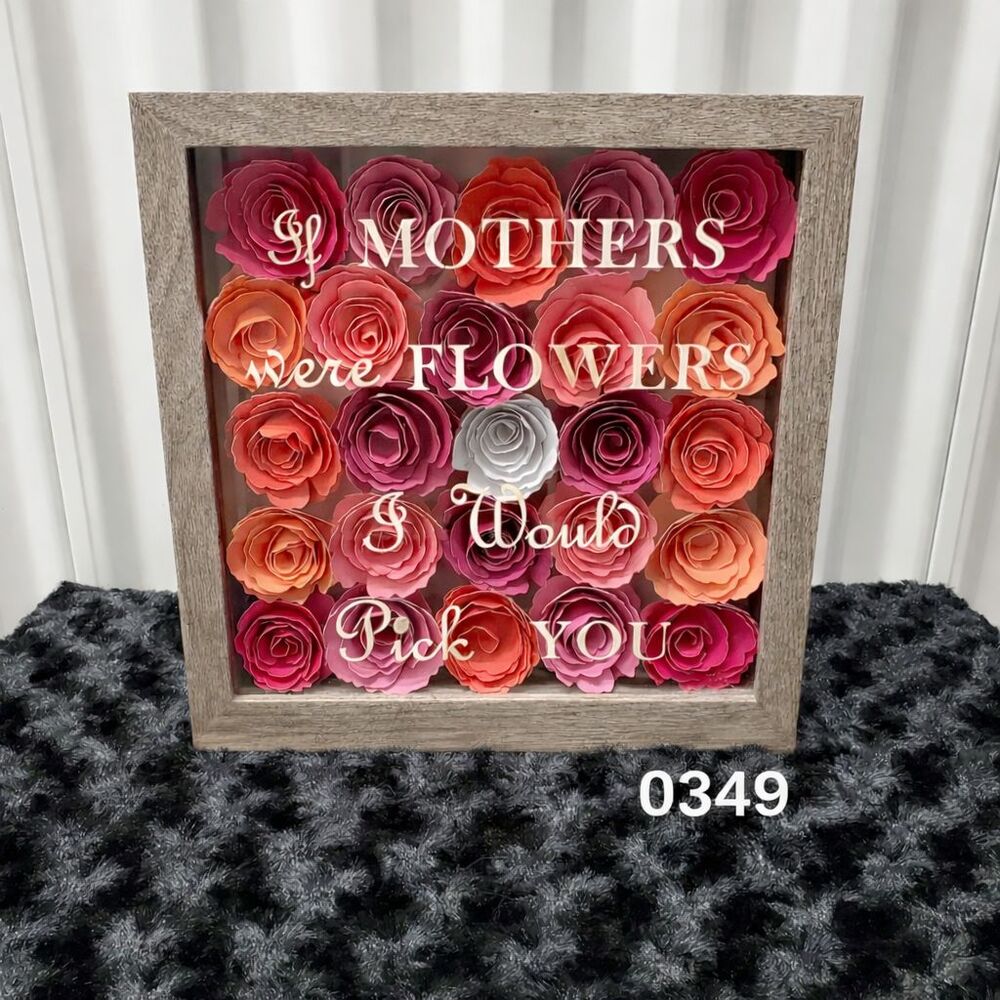 Handmade Mother Shadowbox w/Paper Roses - 0349